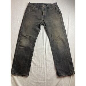 Vintage 90s Y2K Rustler Jeans Black Mens 34x30 Distressed Grunge Workwear Punk